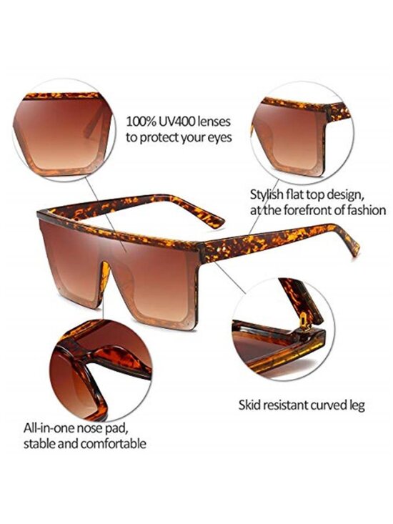 Unisex Square Oversized Sunglasses Fashion Flat Top Big Frame Shades main image 4